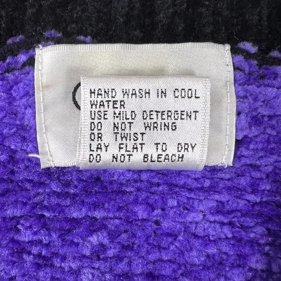 Vintage 90s Colorblock Chenille Sweater M 80s Abstract Art Retro Statement Knit - Picture 11 of 11